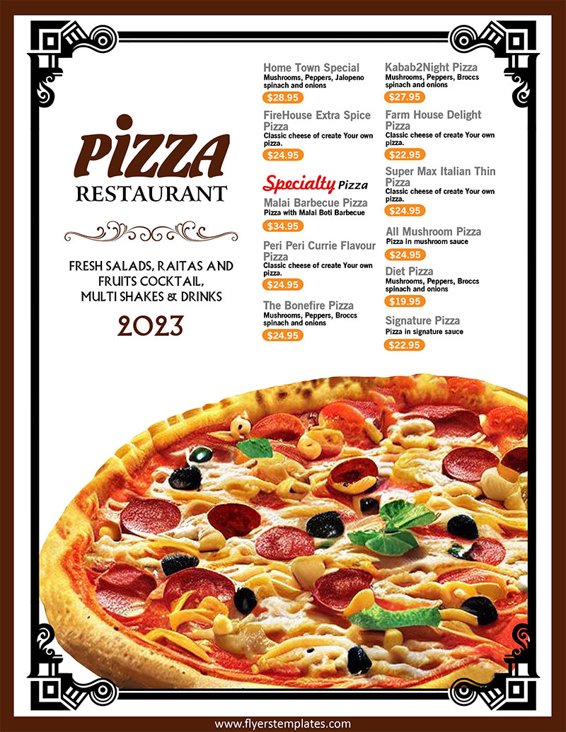 3 Free Menu Templates for Pizza Restaurants
